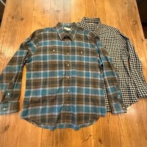 Ash & Erie Flannel Shirts XL Plaid Button Up‎ Long Sleeve Chest Pocket LOT OF 2